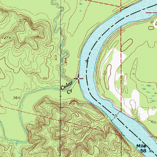 Topographic Map of Cedar Creek, AL