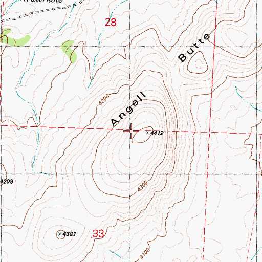 Topographic Map of Angell Butte, OR