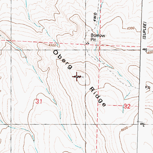 Topographic Map of Oberg Ridge, OR