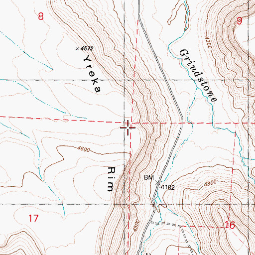 Topographic Map of Yreka Rim, OR