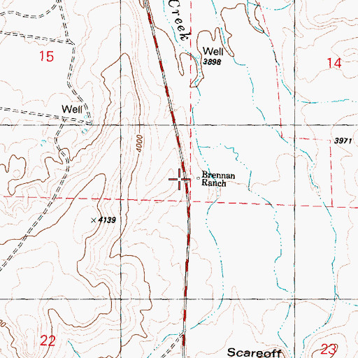 Topographic Map of Brennan Ranch, OR