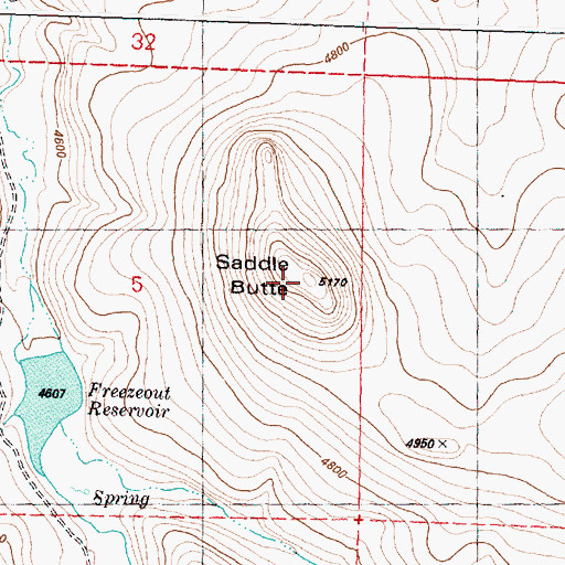 Topographic Map of Saddle Butte, OR
