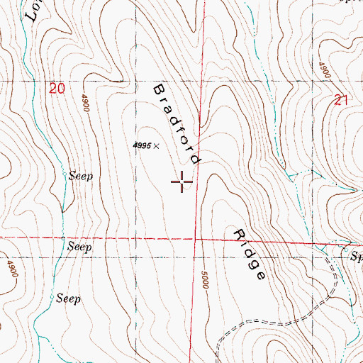 Topographic Map of Bradford Ridge, OR