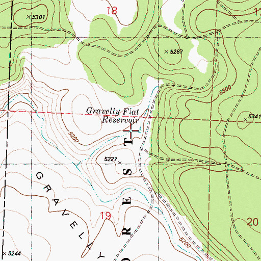 Topographic Map of Gravelly Flat Reservoir, OR
