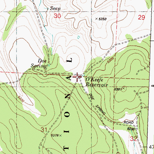 Topographic Map of O'Keefe Reservoir, OR