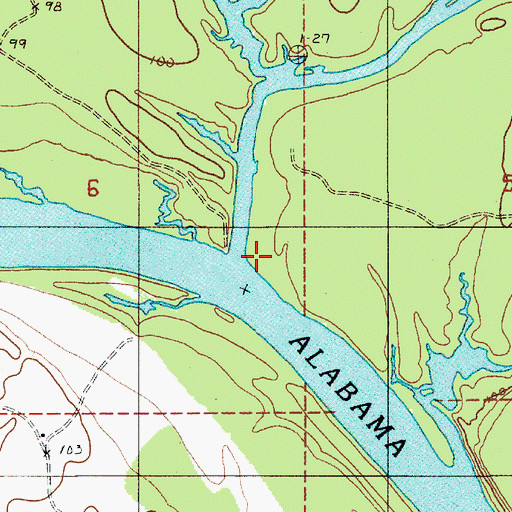 Topographic Map of Cedar Creek, AL