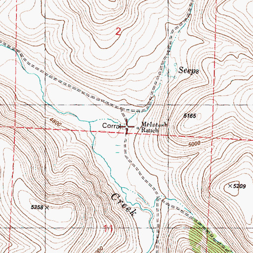 Topographic Map of McIntosh Ranch, OR