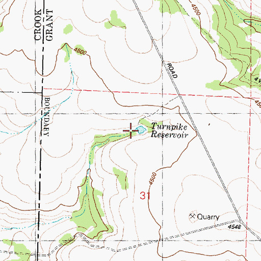Topographic Map of Turnpike Reservoir, OR