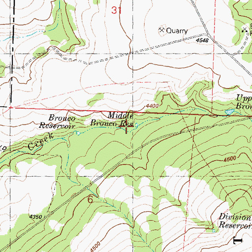 Topographic Map of Middle Bronco Reservoir, OR