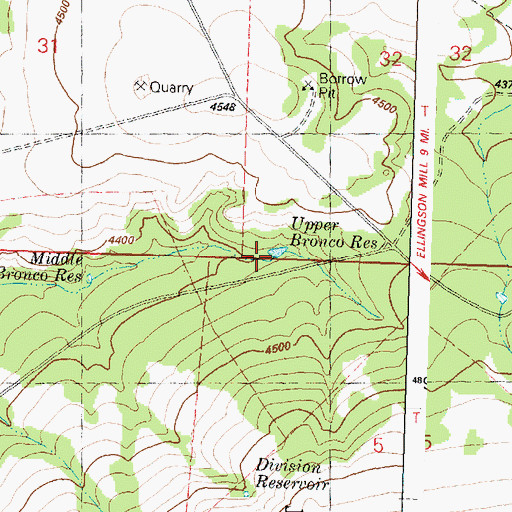 Topographic Map of Upper Bronco Reservoir, OR