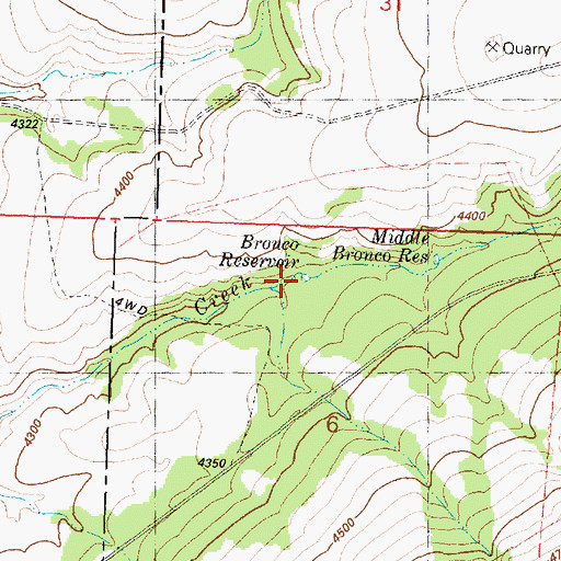 Topographic Map of Bronco Reservoir, OR