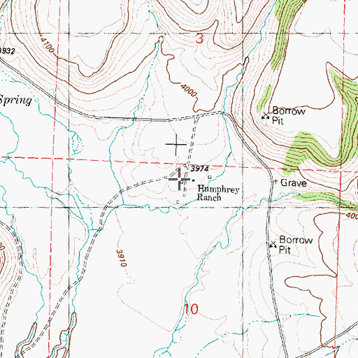 Topographic Map of Humphrey Ranch, OR
