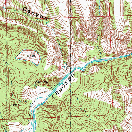 Topographic Map of Mud Spring Canyon, OR