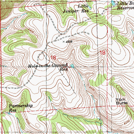 Topographic Map of Hole-in-the-Ground Reservoir, OR