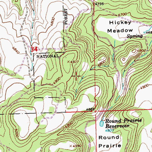 Topographic Map of Hope Reservoir, OR