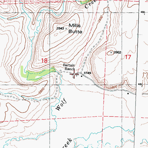 Topographic Map of Sartain Ranch, OR