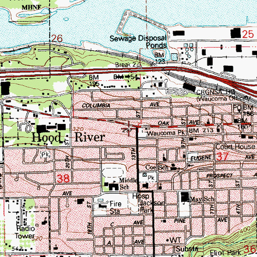 Topographic Map of Waucoma Park, OR