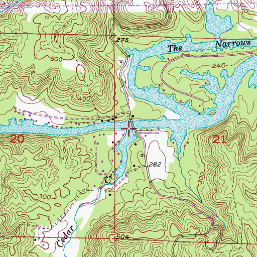 Topographic Map of Cedar Creek, AL