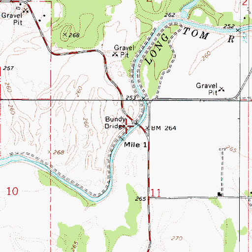 Topographic Map of Bundy Bridge, OR