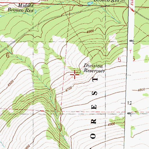 Topographic Map of Division Reservoir, OR