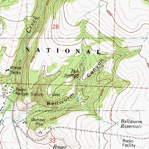 Topographic Map of Bob Spring, OR