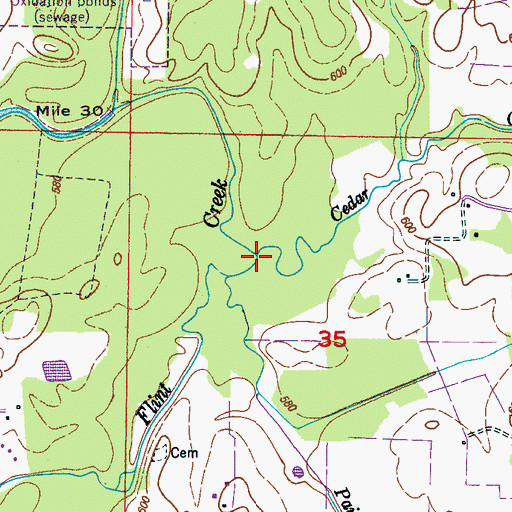 Topographic Map of Cedar Creek, AL