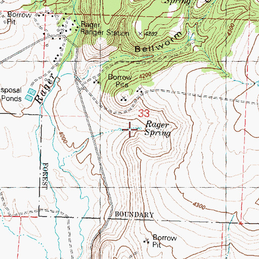 Topographic Map of Rager Spring, OR