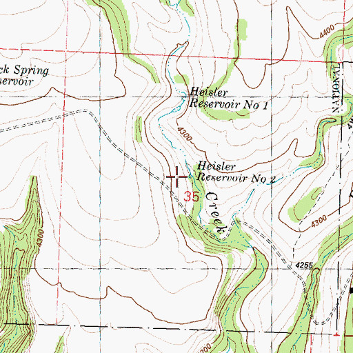 Topographic Map of Heisler Reservoir Number Two, OR