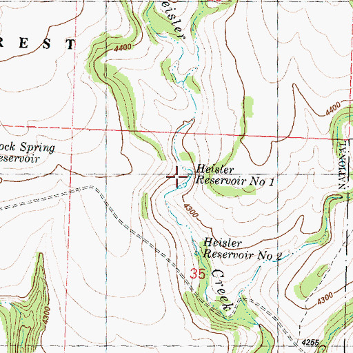 Topographic Map of Heisler Reservoir Number One, OR