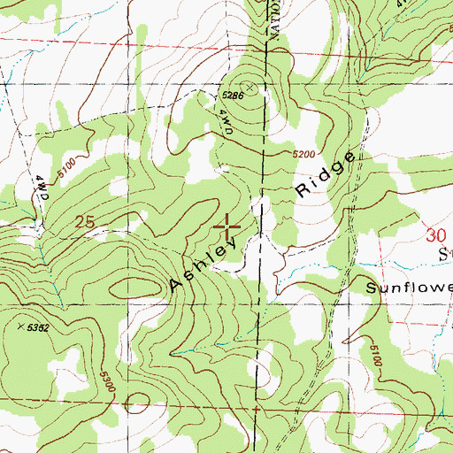 Topographic Map of Ashley Ridge, OR