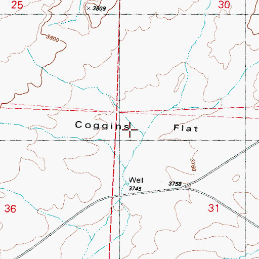Topographic Map of Coggins Flat, OR