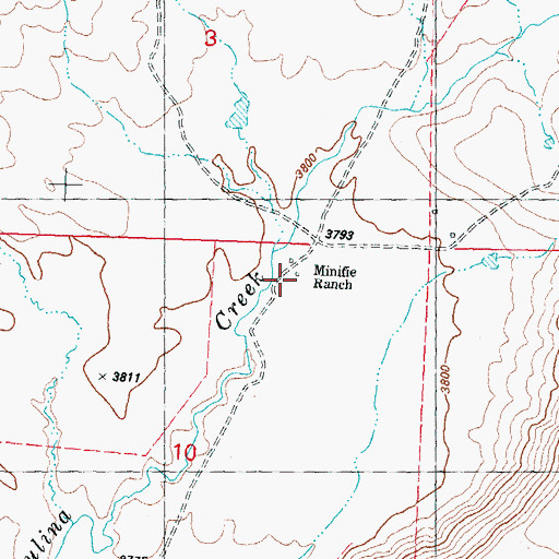 Topographic Map of Minifie Ranch, OR