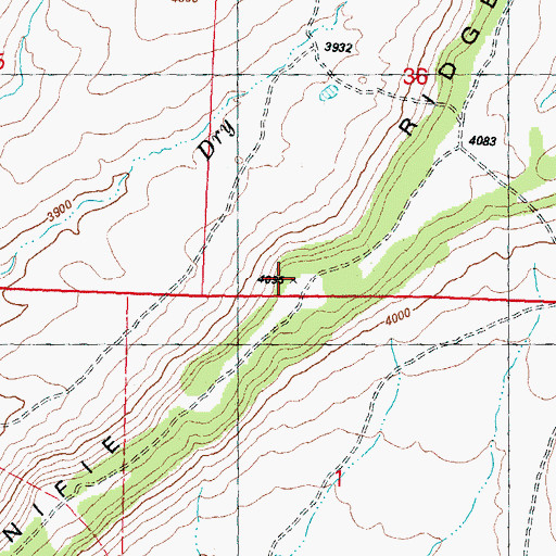 Topographic Map of Minifie Ridge, OR