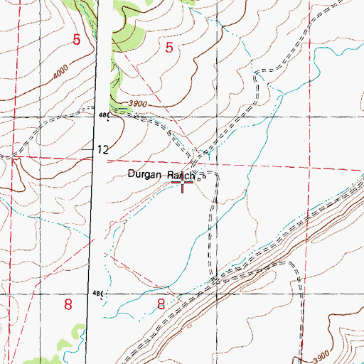 Topographic Map of Durgan Ranch, OR