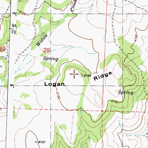 Topographic Map of Logan Ridge, OR
