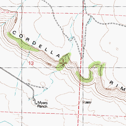 Topographic Map of Cordella Rim, OR