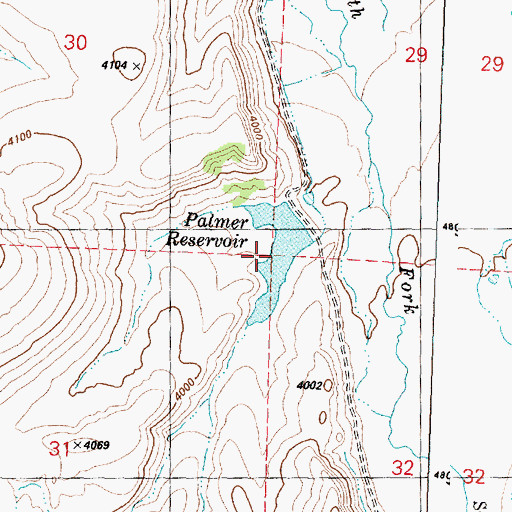 Topographic Map of Palmer Reservoir, OR