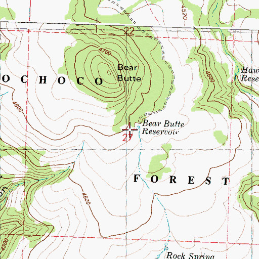 Topographic Map of Bear Butte Reservoir, OR