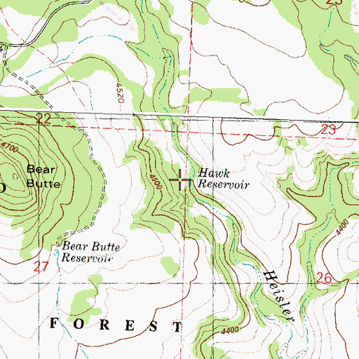 Topographic Map of Hawk Reservoir, OR
