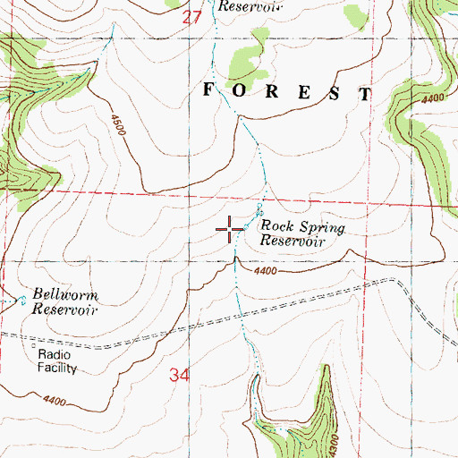 Topographic Map of Rock Spring Reservoir, OR