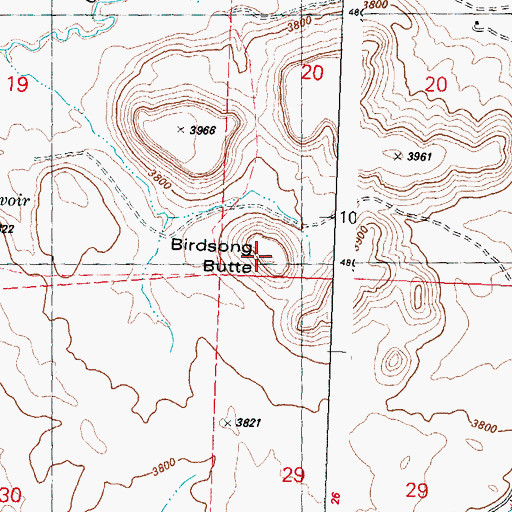 Topographic Map of Birdsong Butte, OR