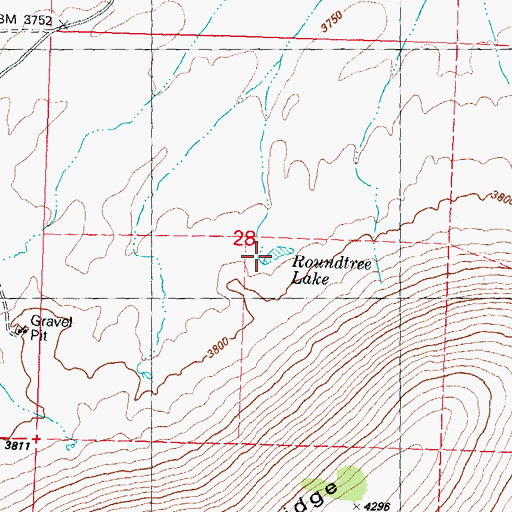 Topographic Map of Roundtree Lake, OR
