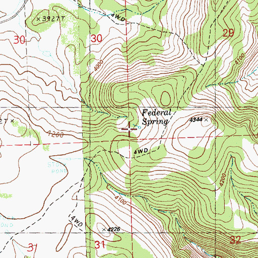 Topographic Map of Federal Spring, OR