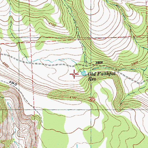 Topographic Map of Old Faithful Reservoir, OR