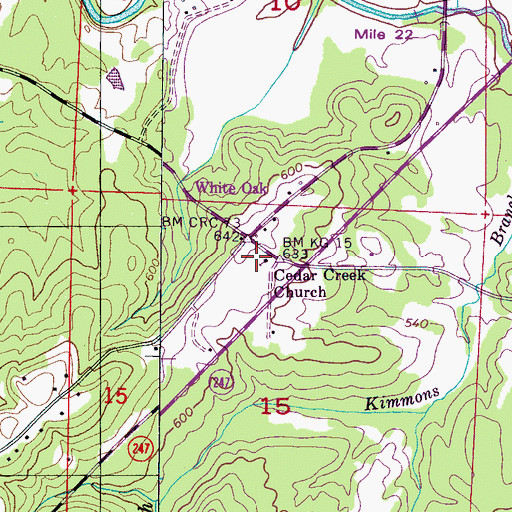 Topographic Map of Cedar Creek Church, AL