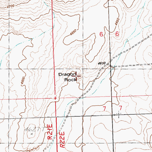 Topographic Map of Dragon Rock, OR