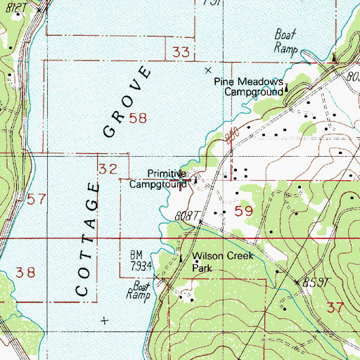 Topographic Map of Primitive Campground, OR