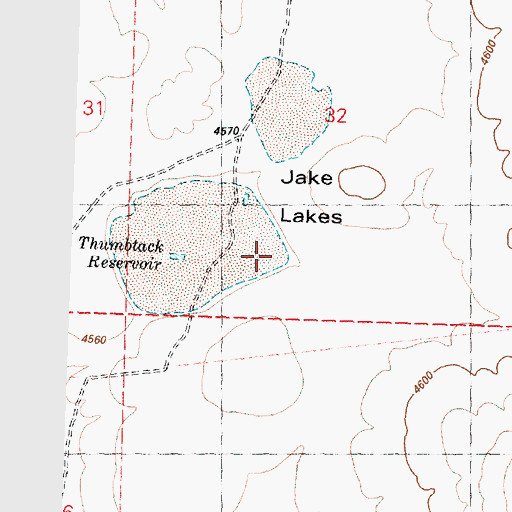 Topographic Map of Thumbtack Reservoir, OR