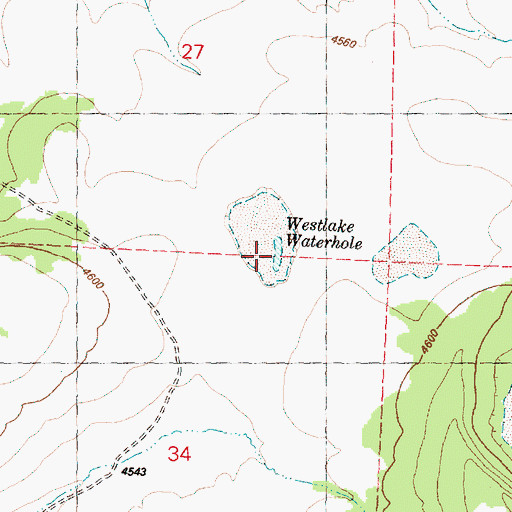 Topographic Map of Westlake Waterhole, OR
