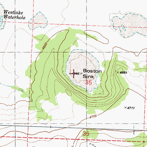 Topographic Map of Boston Sink, OR